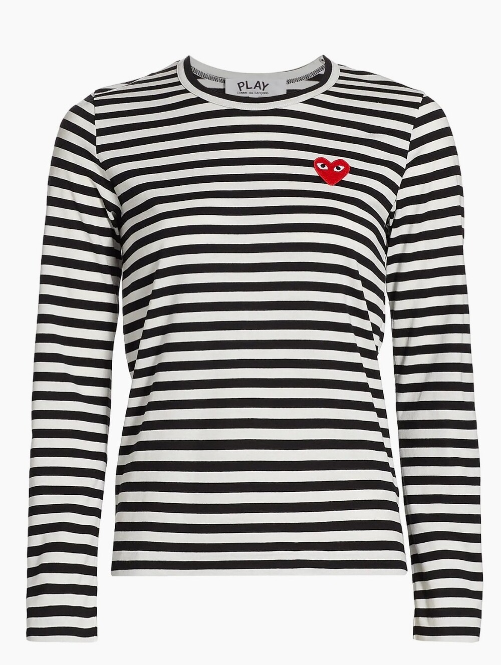 NWOT COMME des GARÇONS PLAY Striped Long Sleeve Tee with Red Heart
